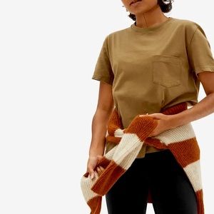 EVERLANE The Organic Cotton Box-Cut Slightly Cropped Pocket Baby Tee in Ochre